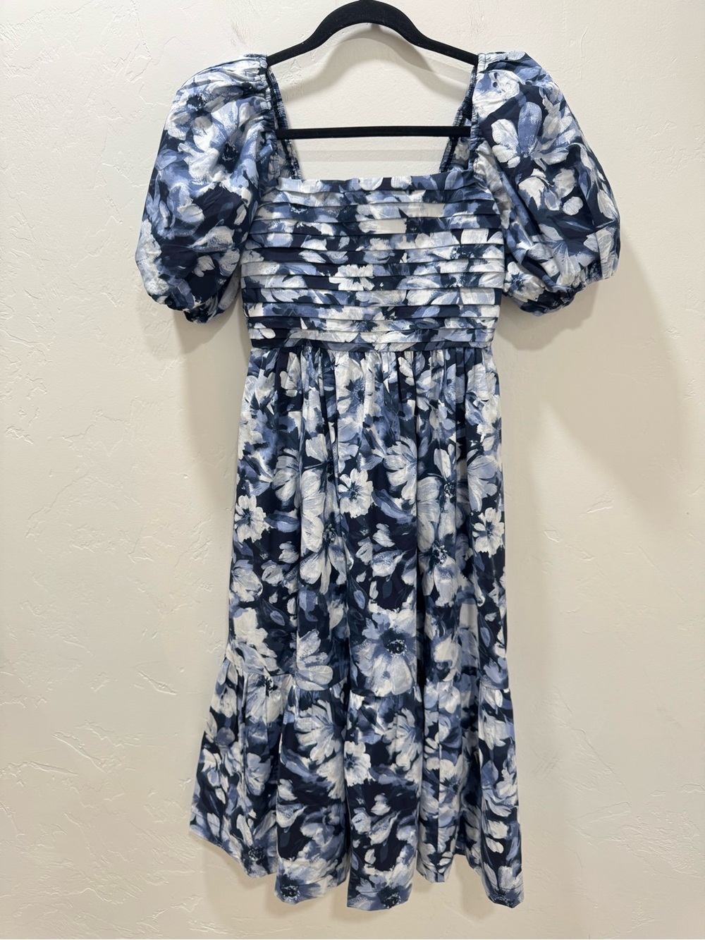 NWT Abercrombie & Fitch Emerson Midi Dress Puff Sleeve Blue Floral XS Petite - Picture 4 of 16